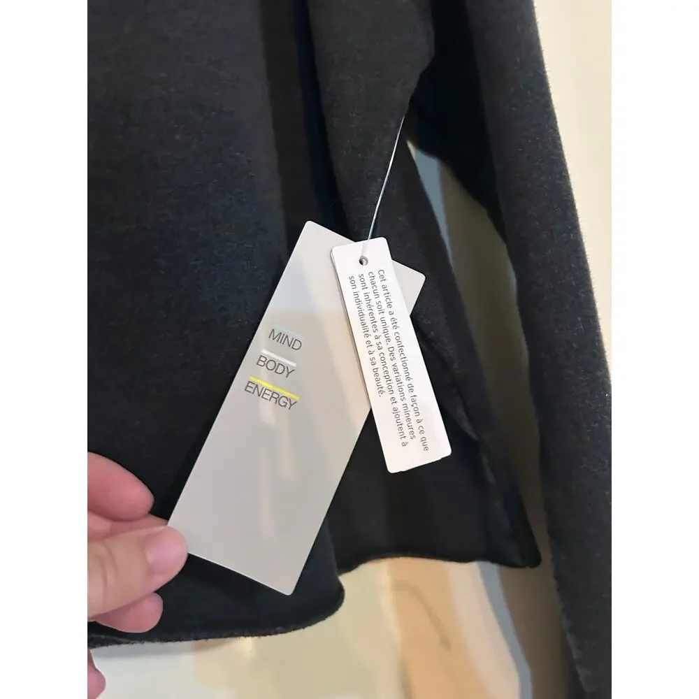NWT Z by Zella Black Cropped Hoodie SIZE L Drop Shoulders Raw Hem